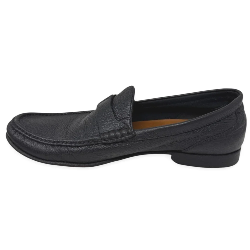 Bally‎ Loafers Mens US 9.5 Black Suver Leather Moc Toe Swiss Made Dress Shoes